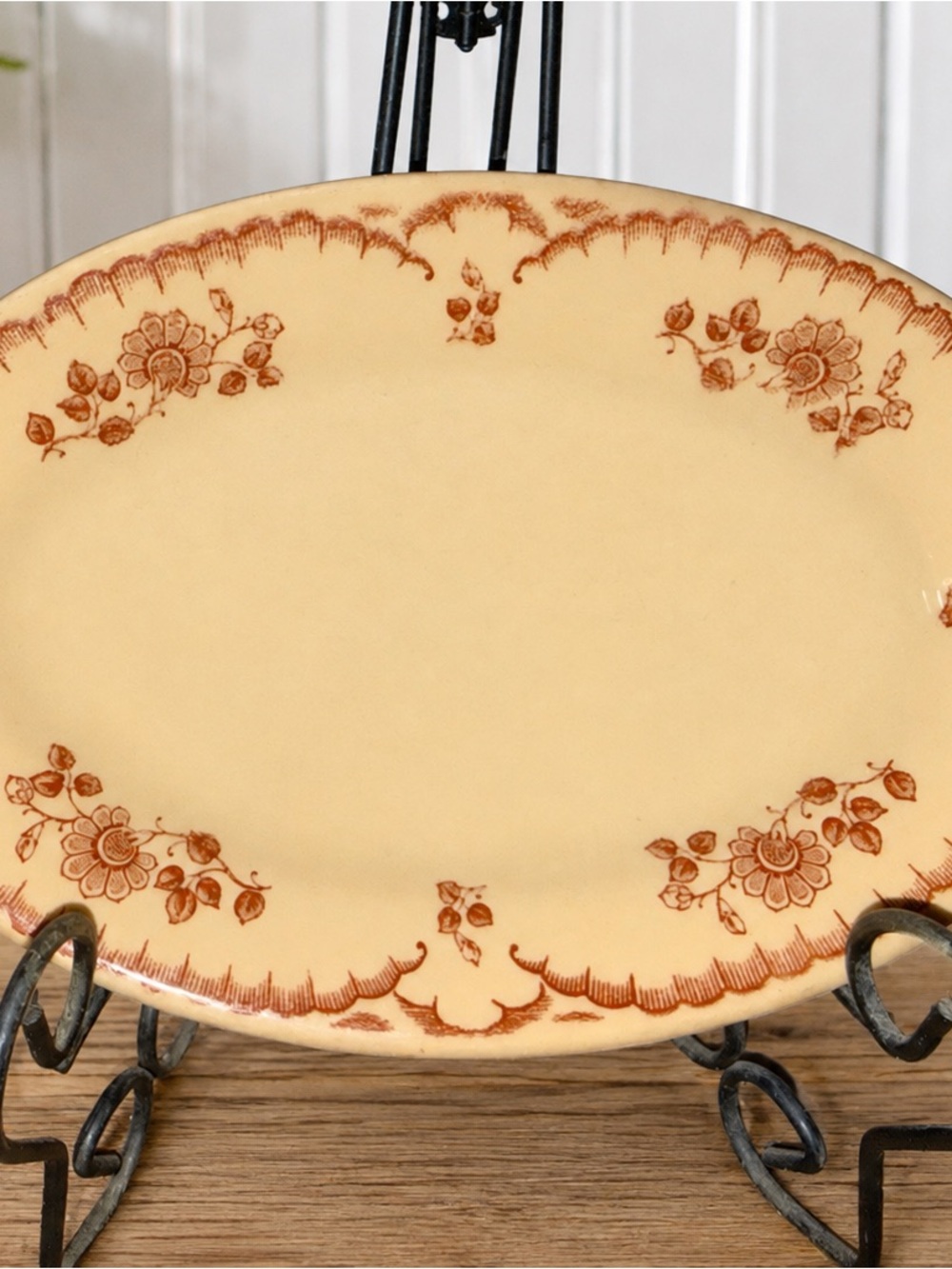 Vintage Royal China Liberty Belle Stoneware Oval Platter Brown Floral USA